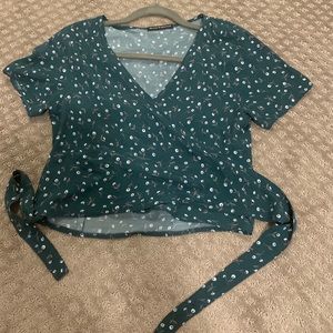 Floral Green, Tie Blouse